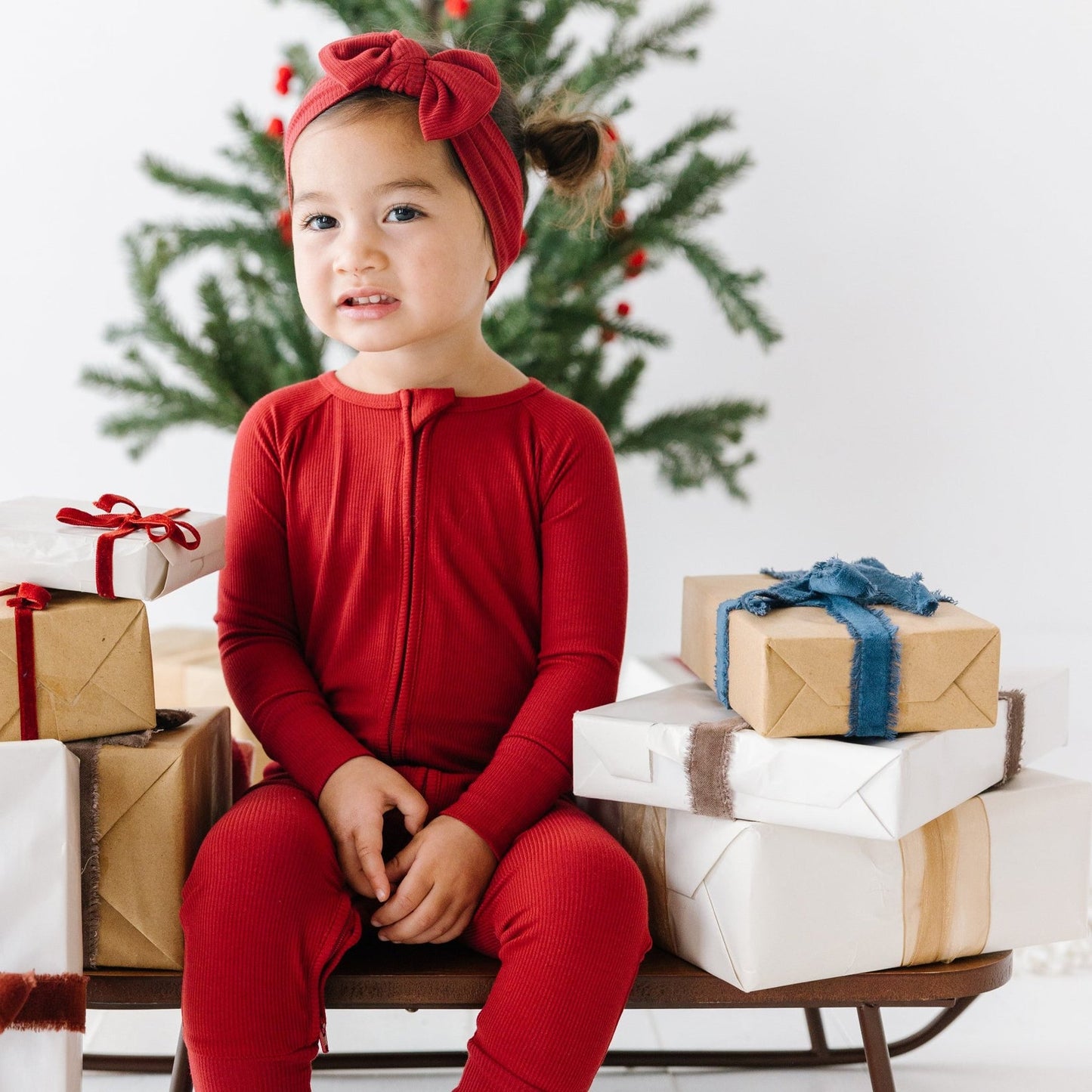 Berry Red Small Ribbed Zip Romper