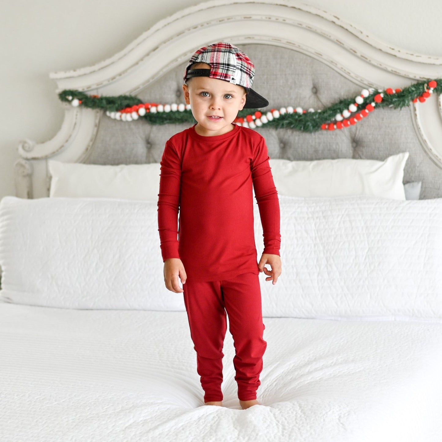Berry Red Small Ribbed Two-Piece Set