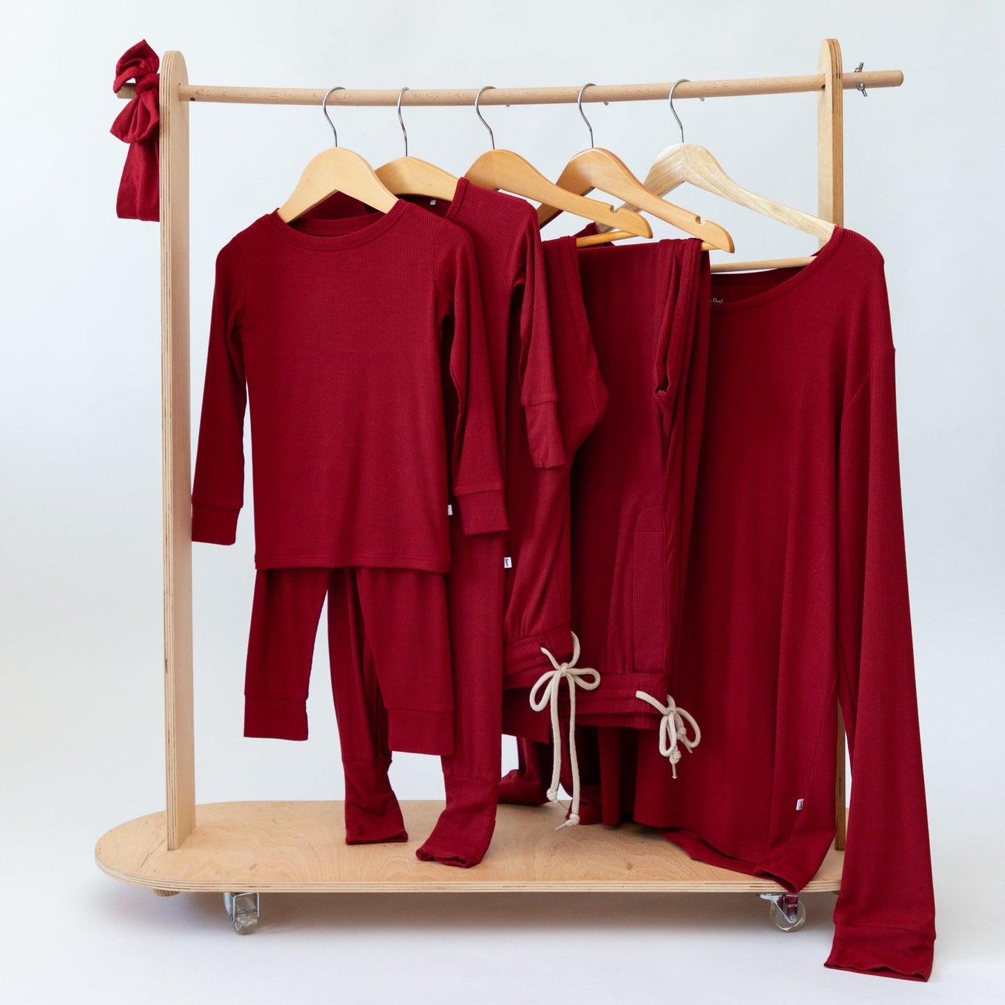 Berry Red Small Ribbed Two-Piece Set