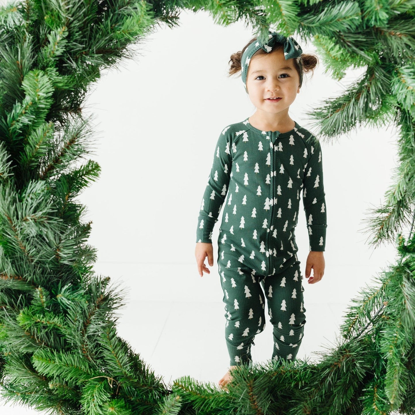 Christmas Trees Small Ribbed Zip Romper