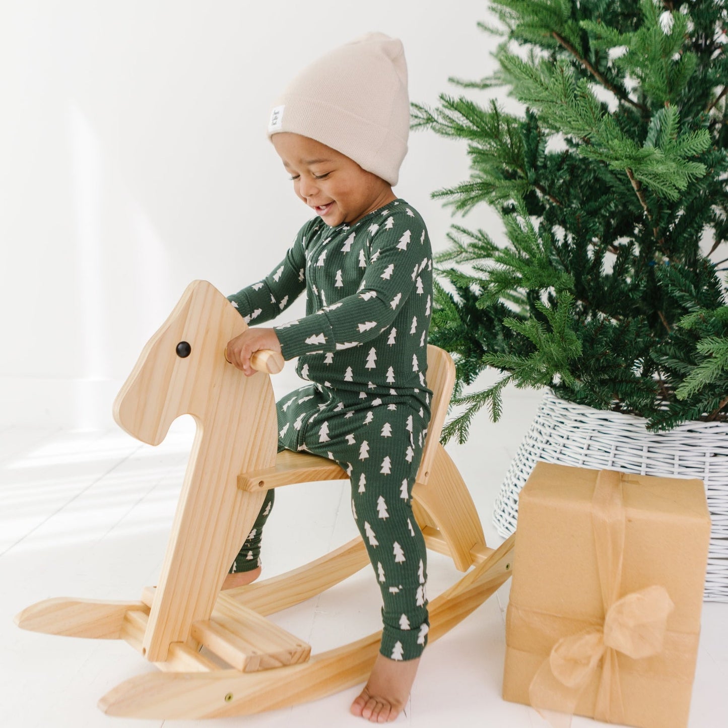 Christmas Trees Small Ribbed Zip Romper