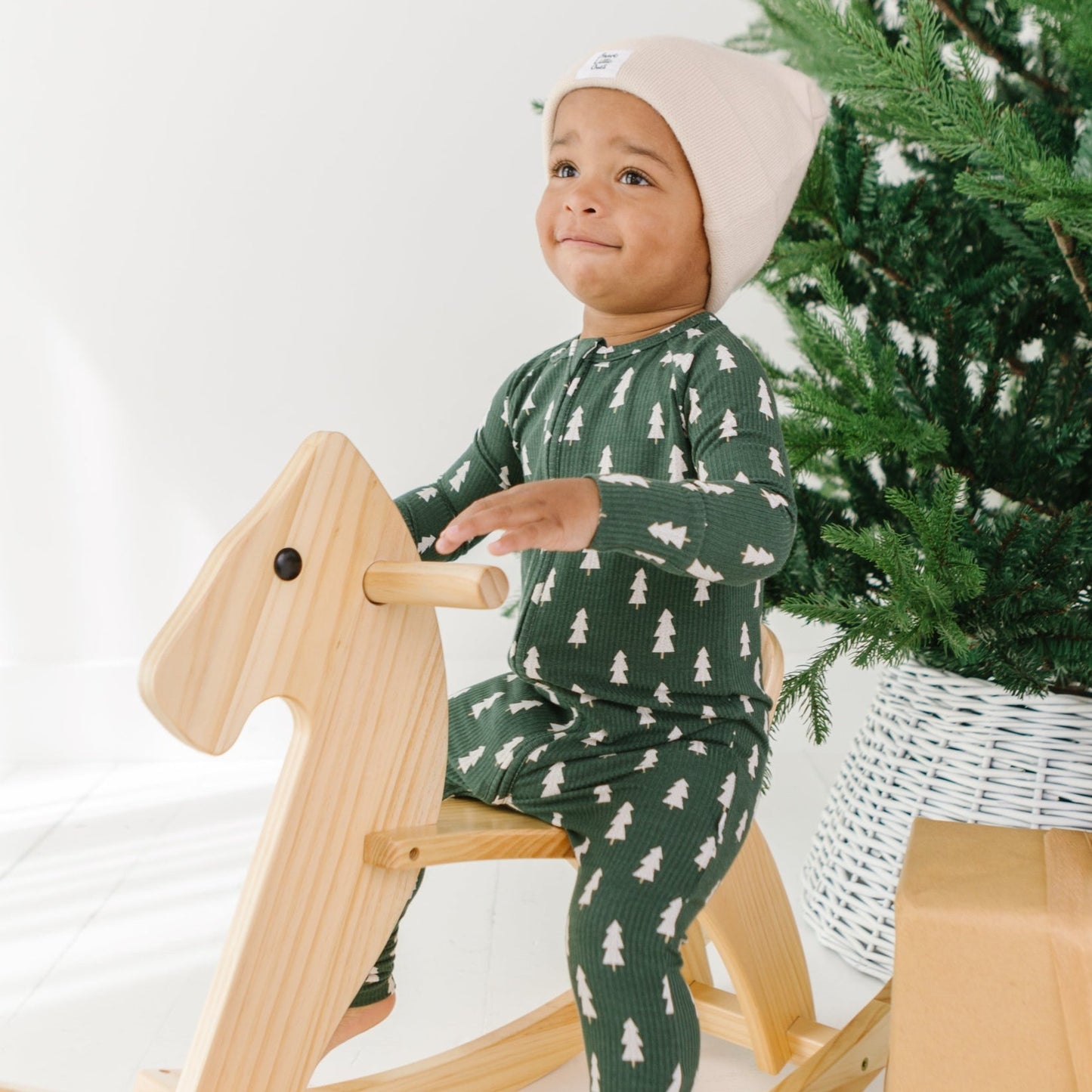 Christmas Trees Small Ribbed Zip Romper