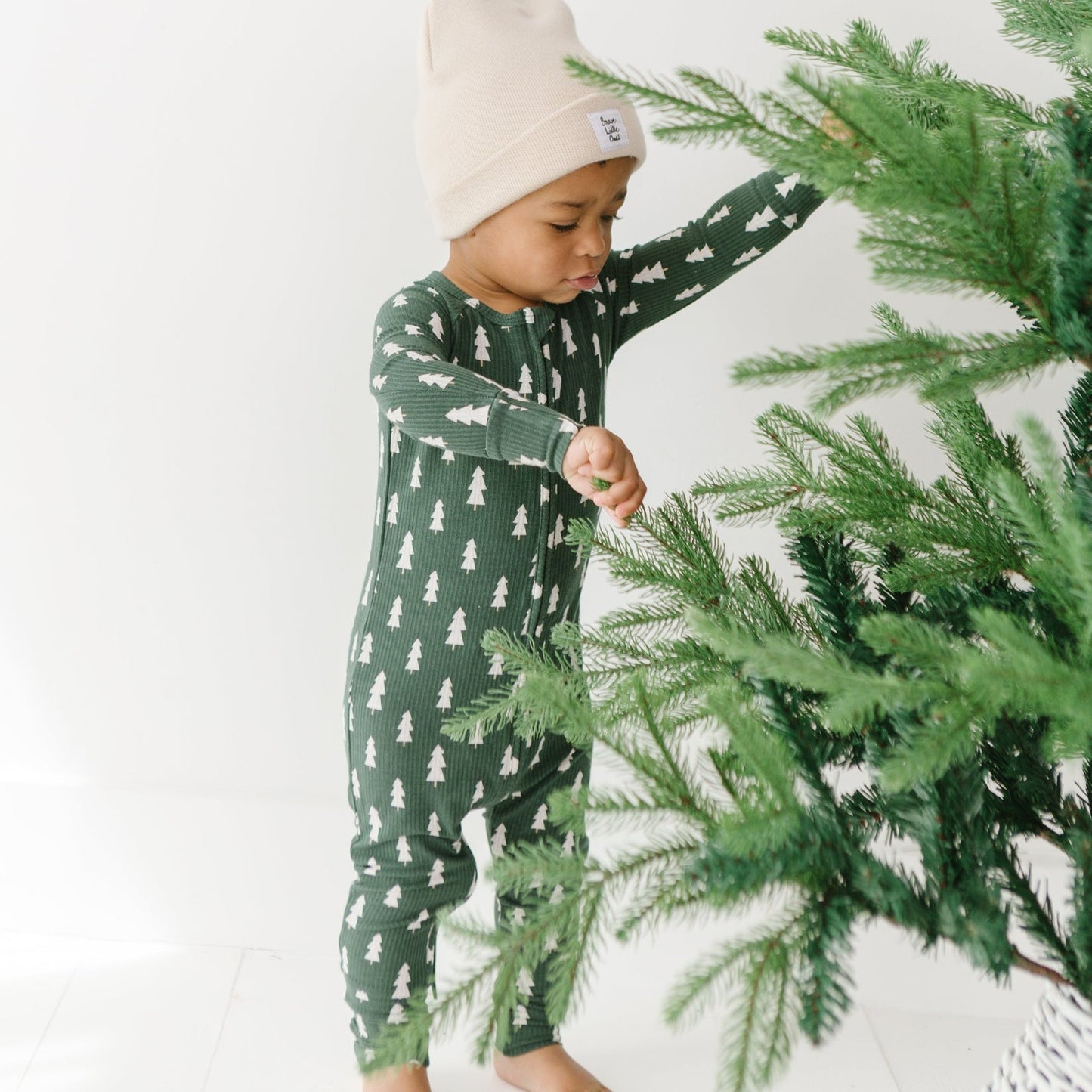 Christmas Trees Small Ribbed Zip Romper