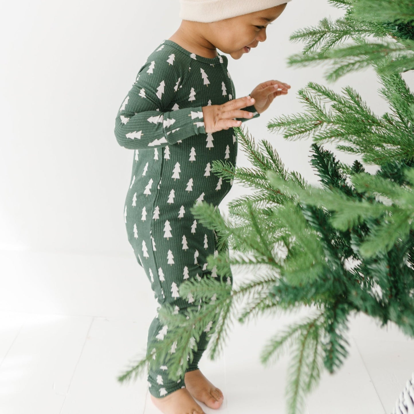Christmas Trees Small Ribbed Zip Romper