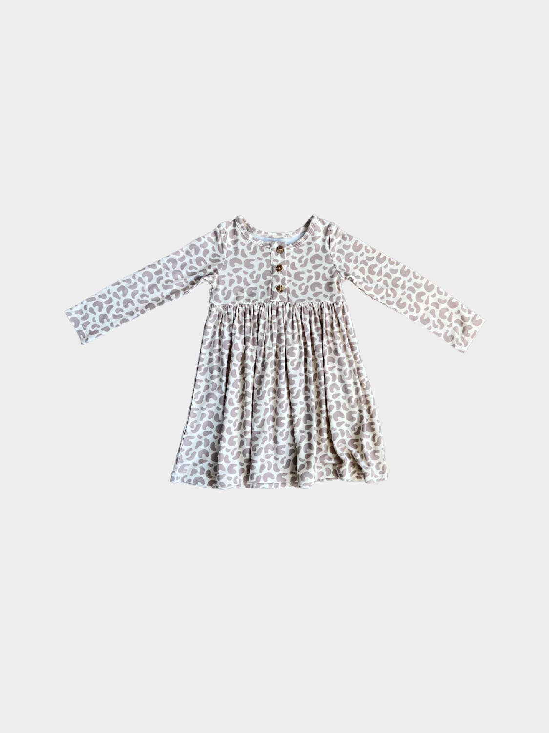 Long Sleeve Henley Dress - Lilac Leopard