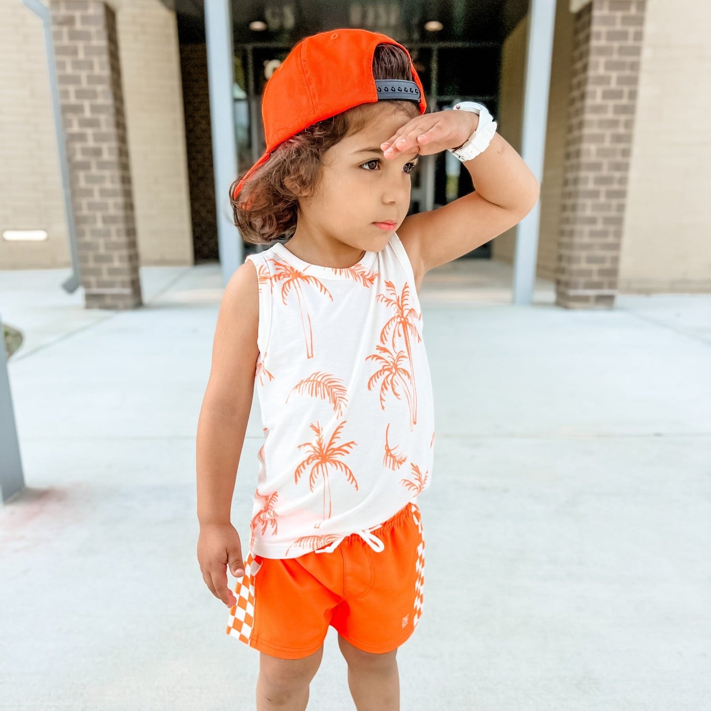 Palm Trees Neon Orange Tank