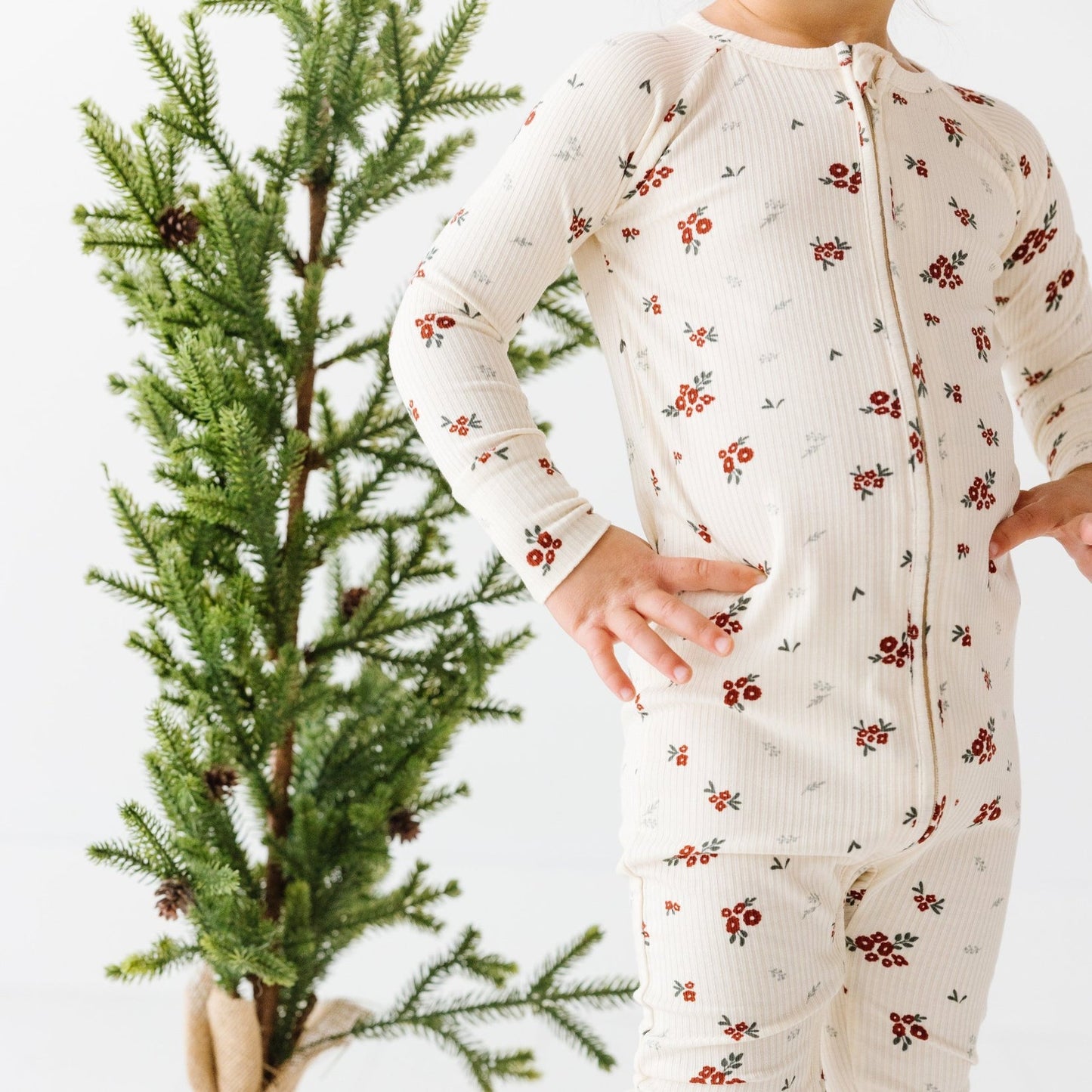 Scattered Floral Small Ribbed Zip Romper