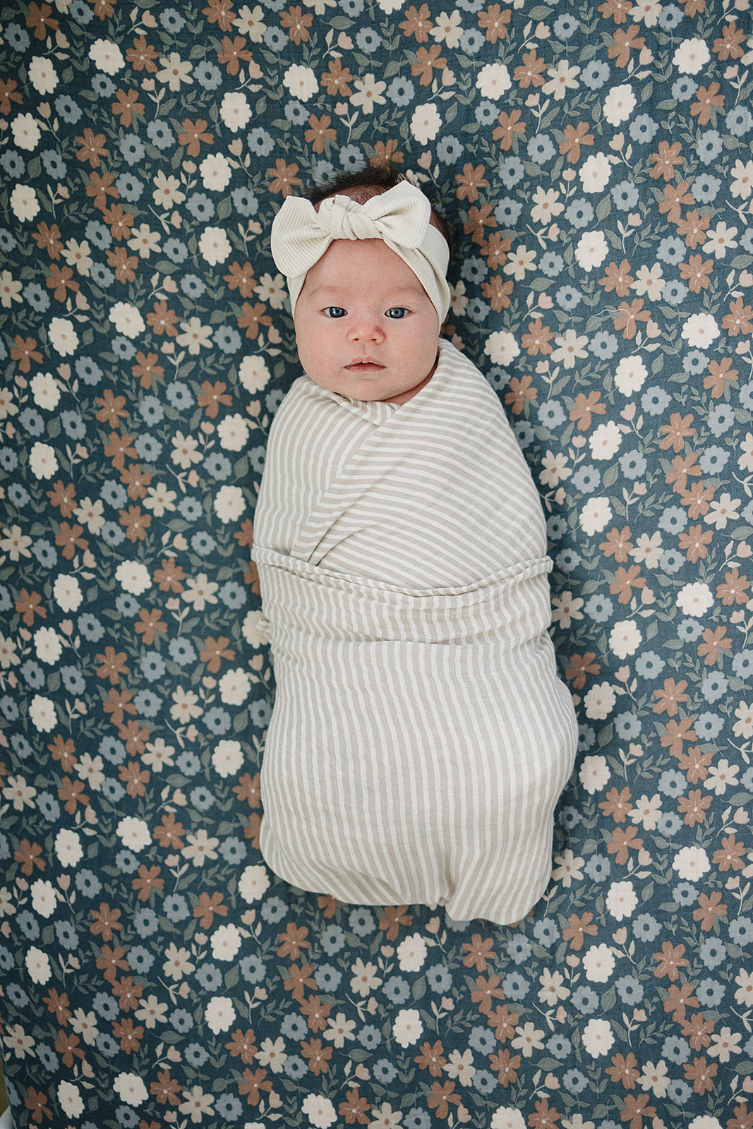Taupe Stripe + Midnight Floral Muslin Quilt