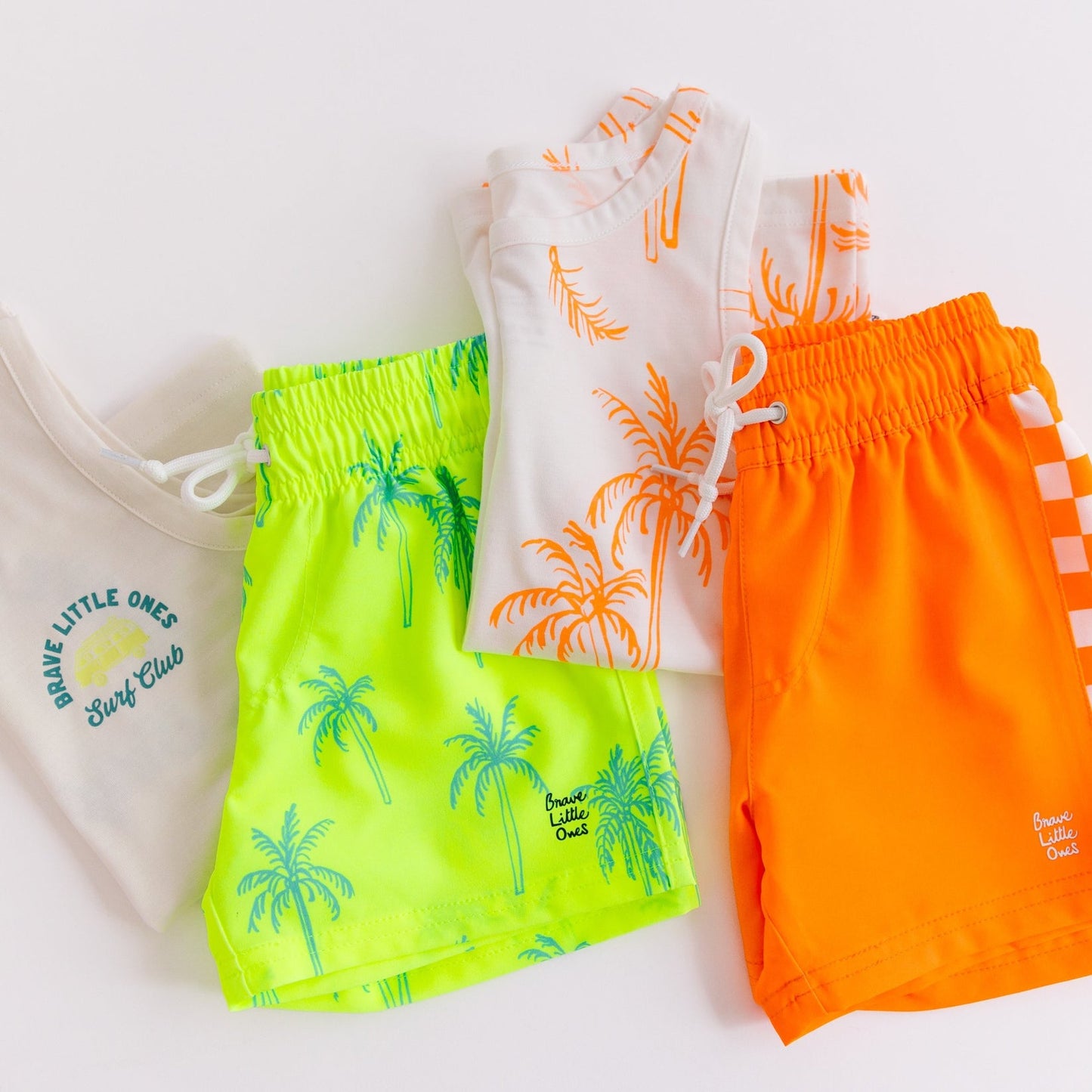 Neon Yellow Palms Swim Trunks