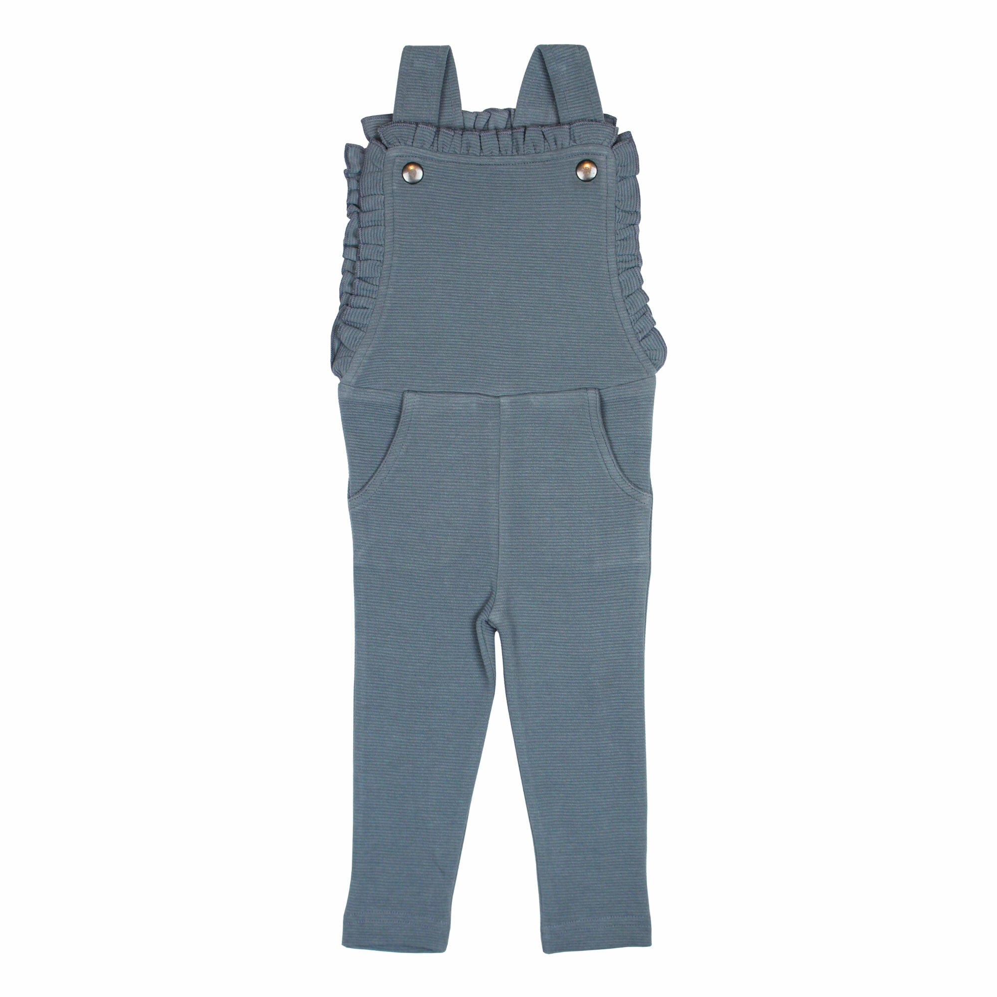 Corduroy Ruffle Romper in Moonstone Corduroy Ruffle Romper in Moonstone