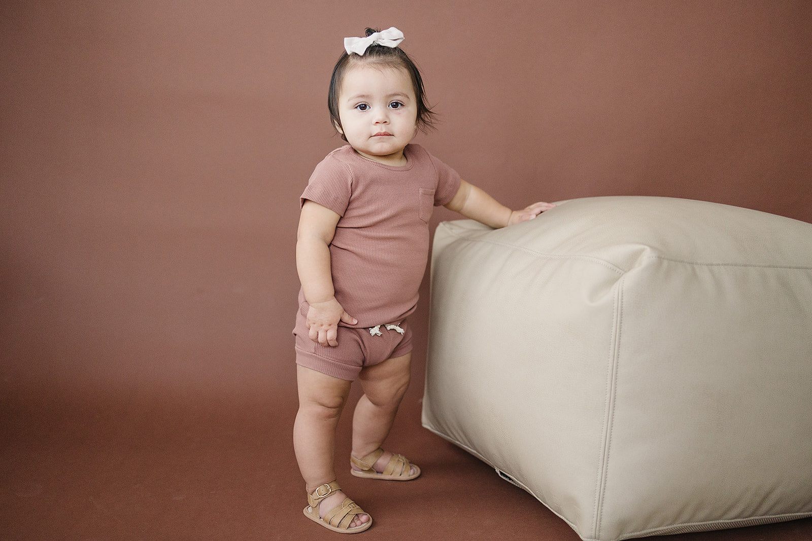 Dusty Rose Organic Cotton Ribbed Short Set By Mebie Baby – Avery And ...