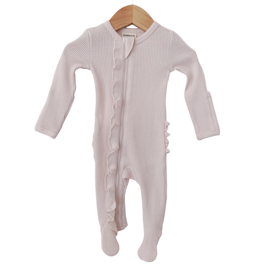 Snow Organic Waffle Ruffle Zip Footie