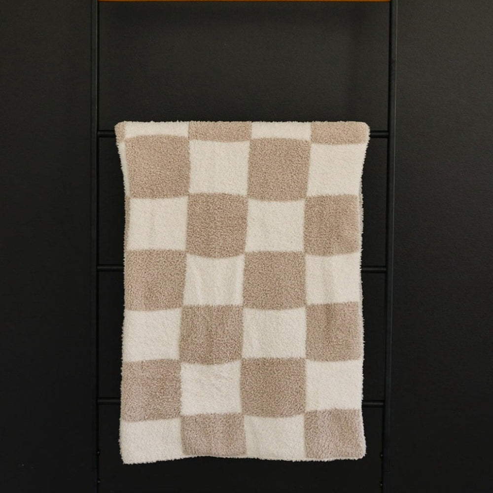 
                  
                    Taupe Checkered Plush Blanket
                  
                