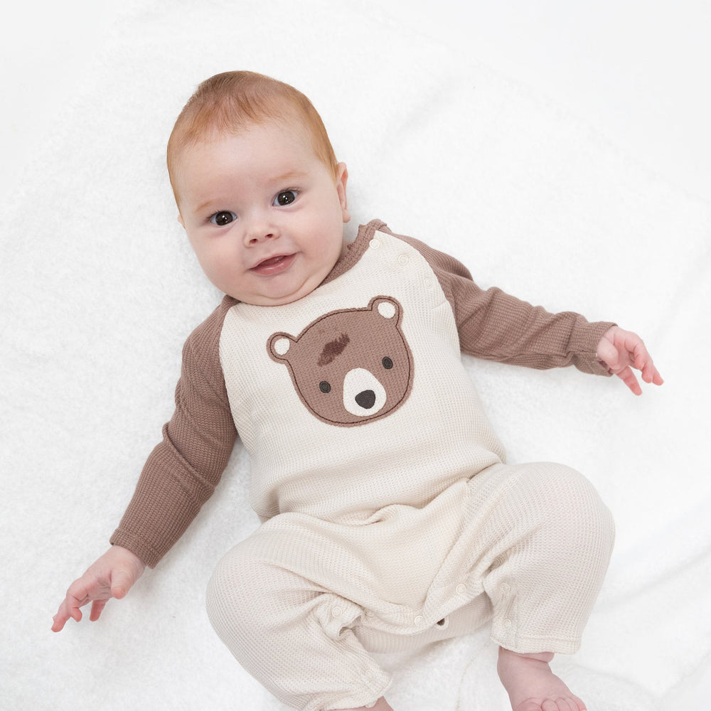 
                  
                    Baby Bear Appliqué Raglan Romper
                  
                