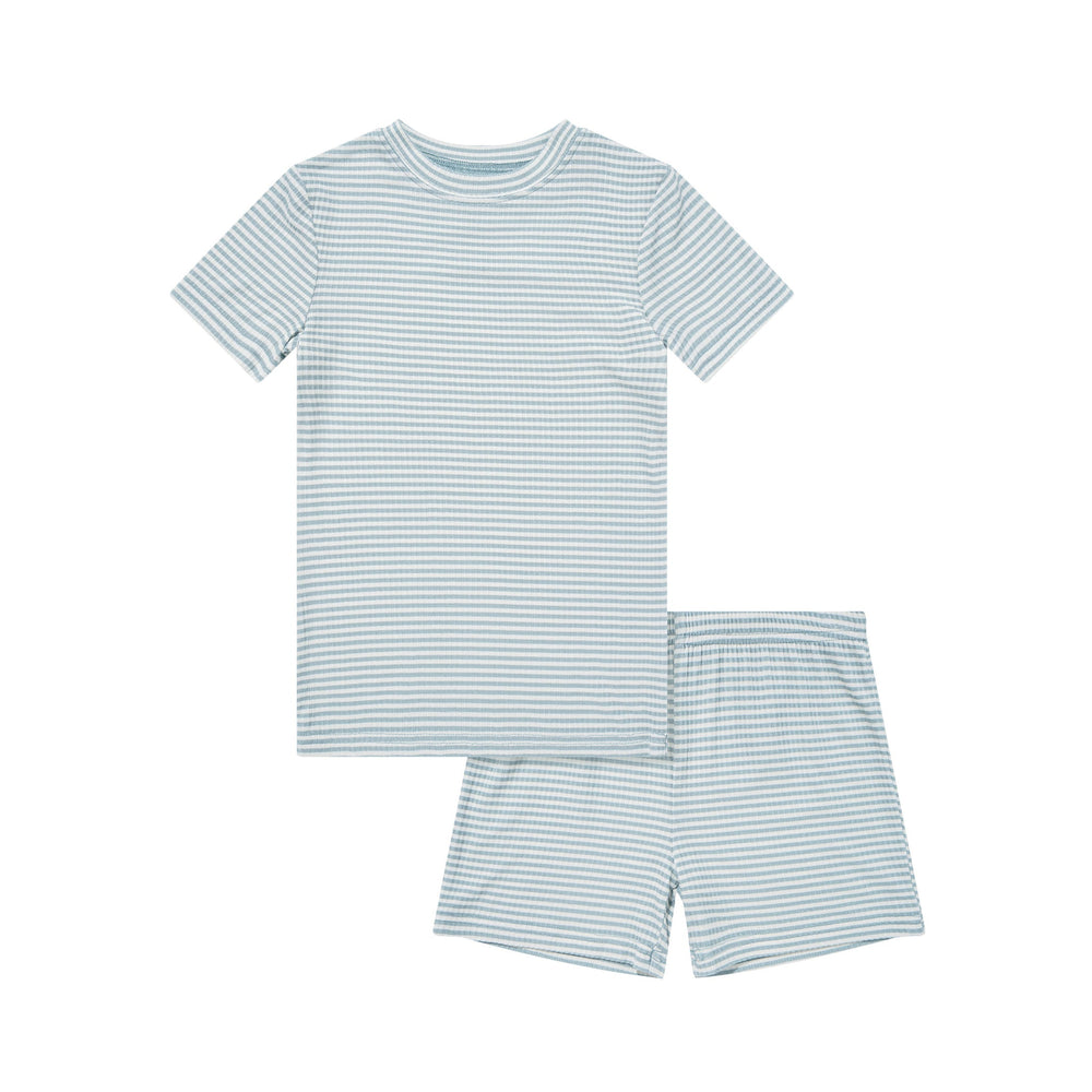 Blue Small Stripe Shorts Two-Piece Set