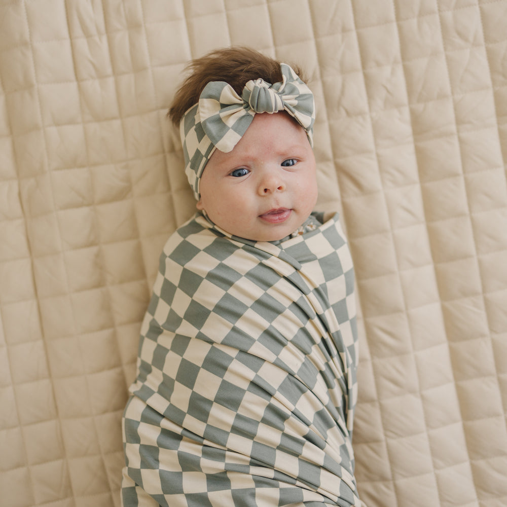 
                  
                    Light Green Checkered Bamboo Stretch Swaddle
                  
                