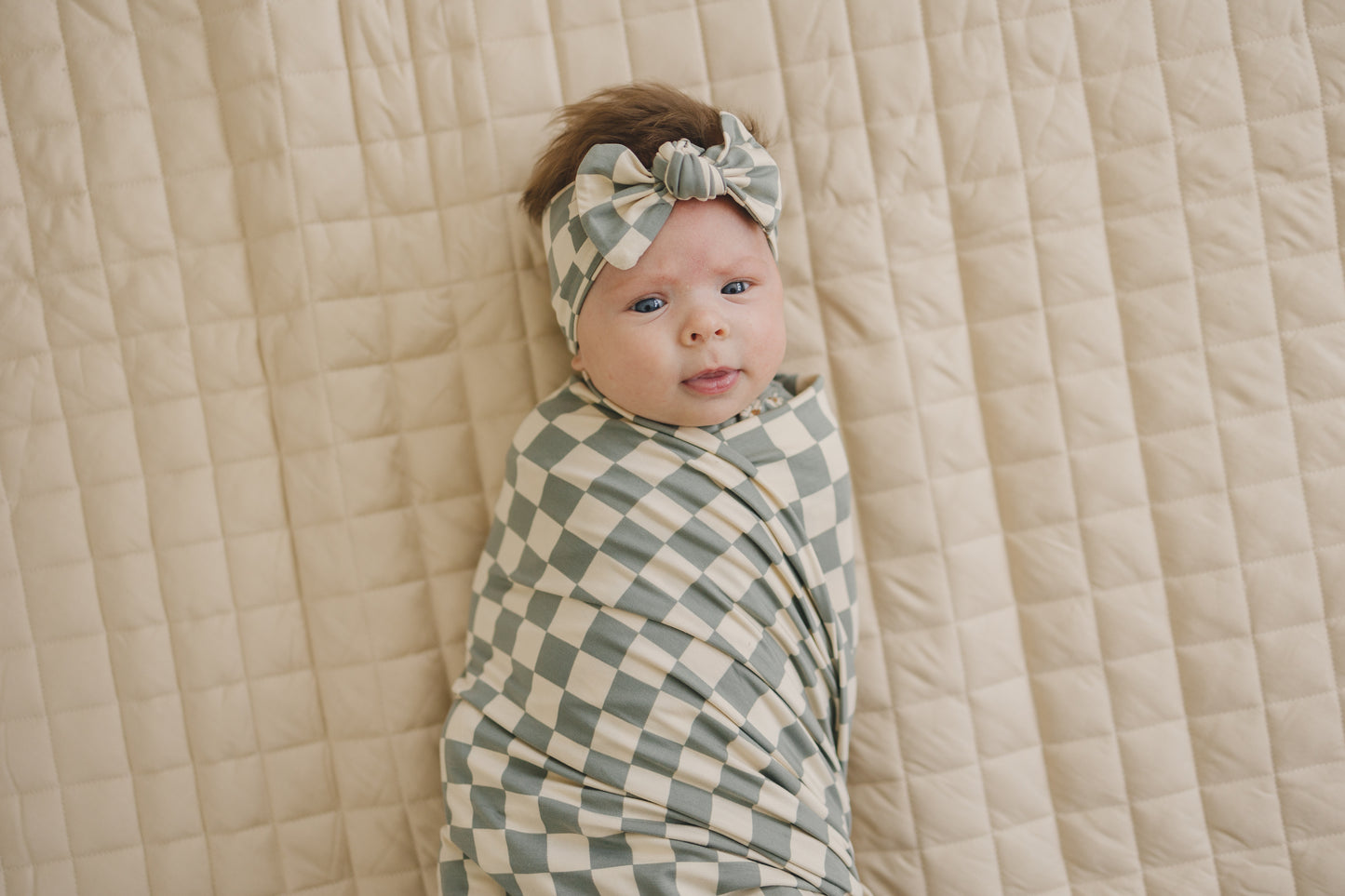 
                  
                    Light Green Checkered Bamboo Stretch Swaddle
                  
                