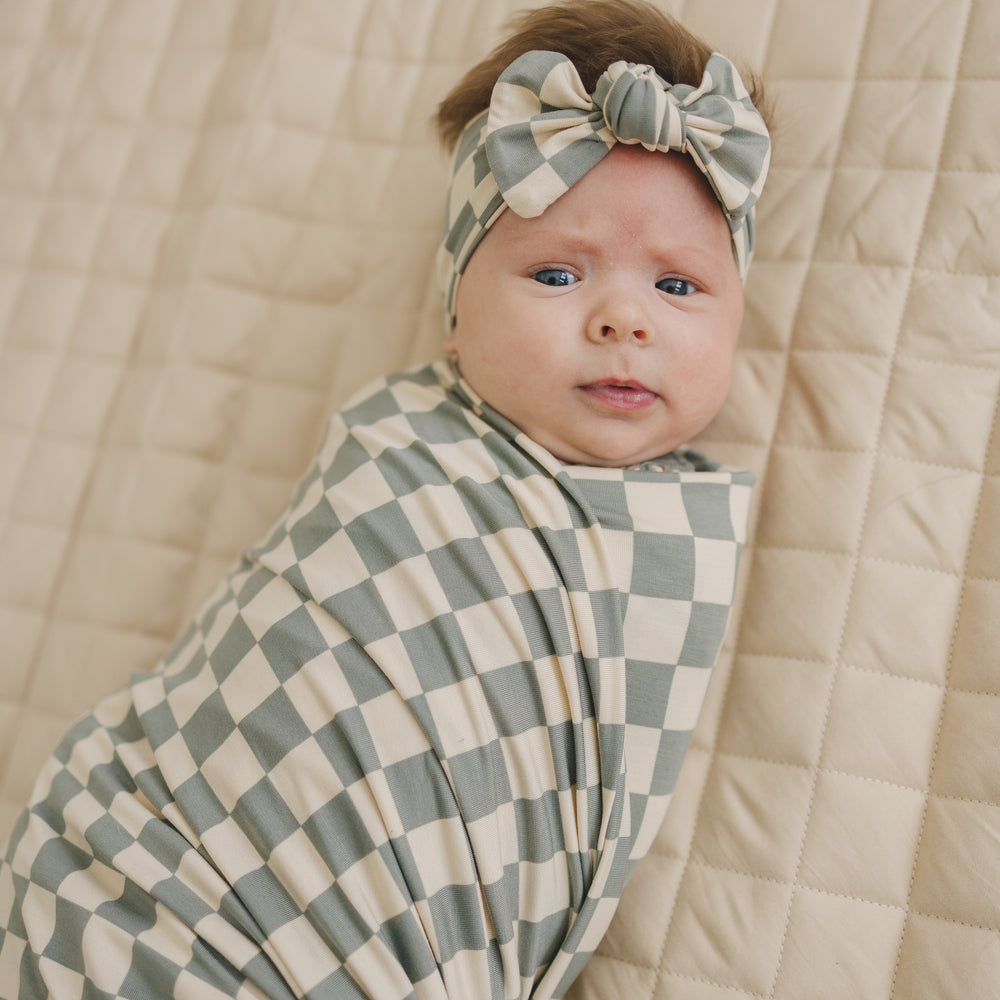 
                  
                    Light Green Checkered Bamboo Stretch Swaddle
                  
                