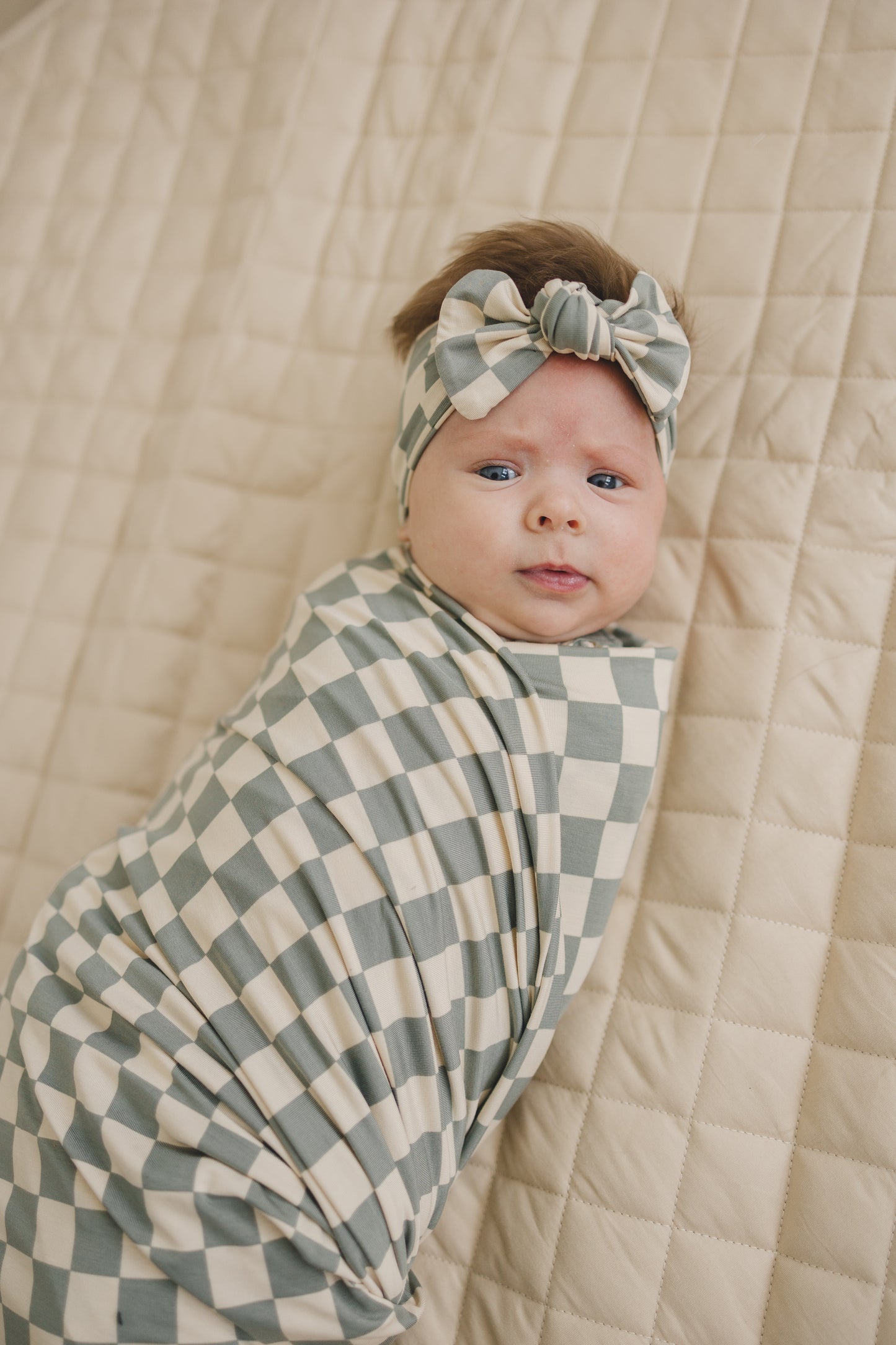 
                  
                    Light Green Checkered Bamboo Stretch Swaddle
                  
                