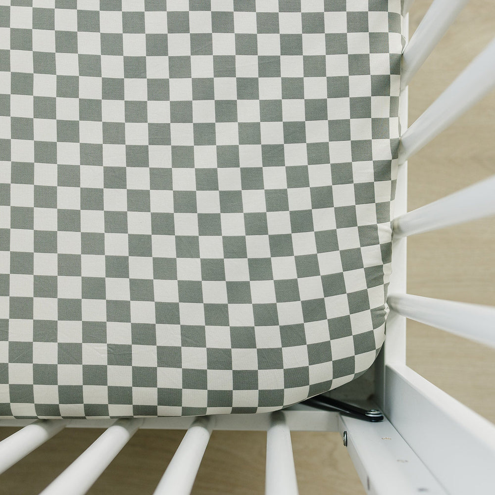 
                  
                    Light Green Checkered Bamboo Stretch Crib Sheet
                  
                
