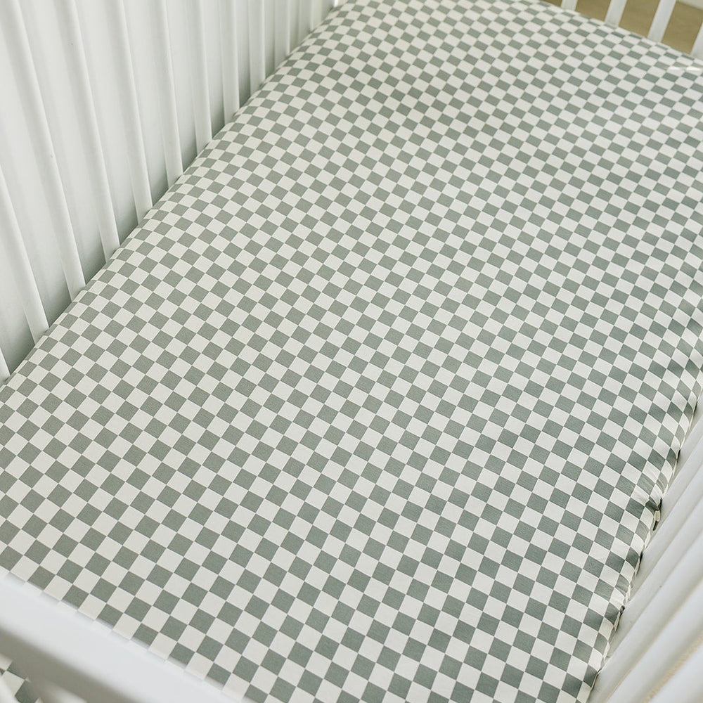 
                  
                    Light Green Checkered Bamboo Stretch Crib Sheet
                  
                