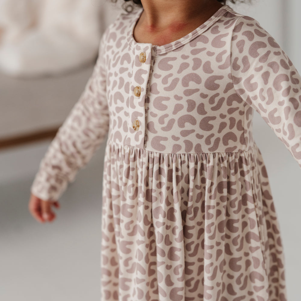 
                  
                    Long Sleeve Henley Dress - Lilac Leopard
                  
                