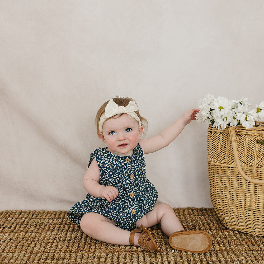 
                  
                    Navy Floral Bubble Romper
                  
                