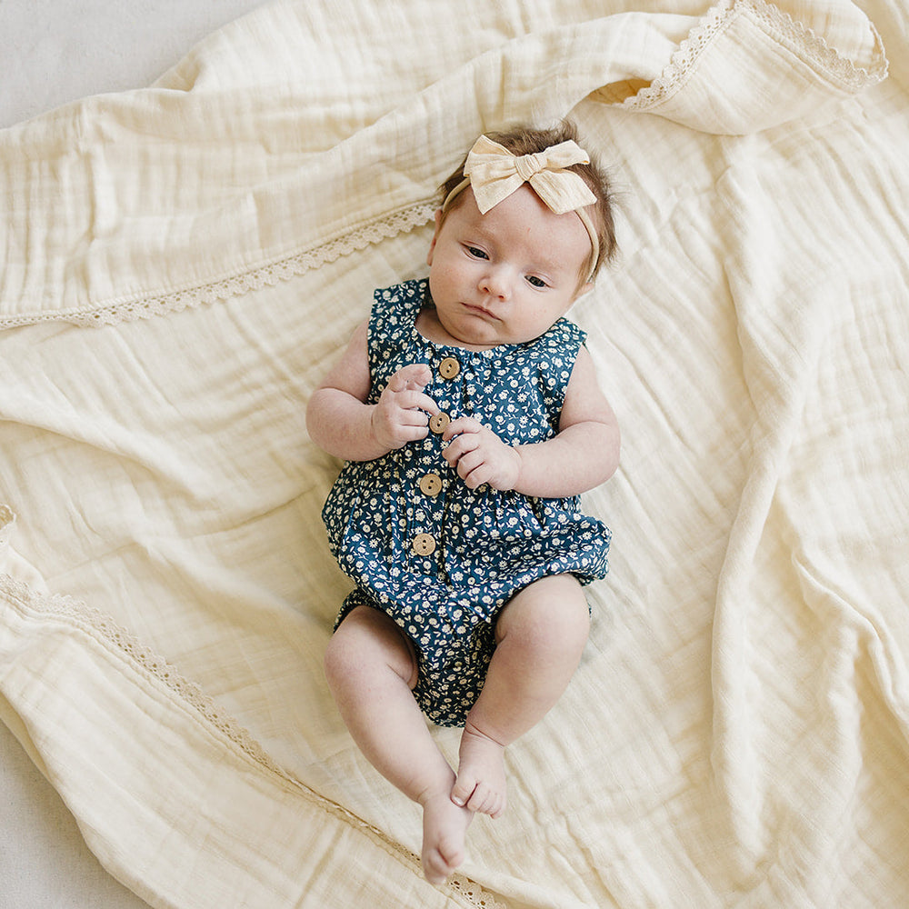 
                  
                    Navy Floral Bubble Romper
                  
                