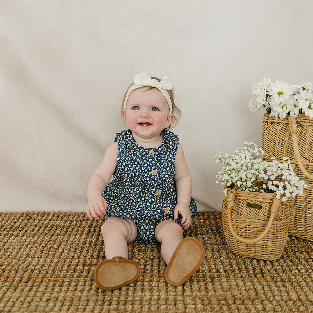 
                  
                    Navy Floral Bubble Romper
                  
                