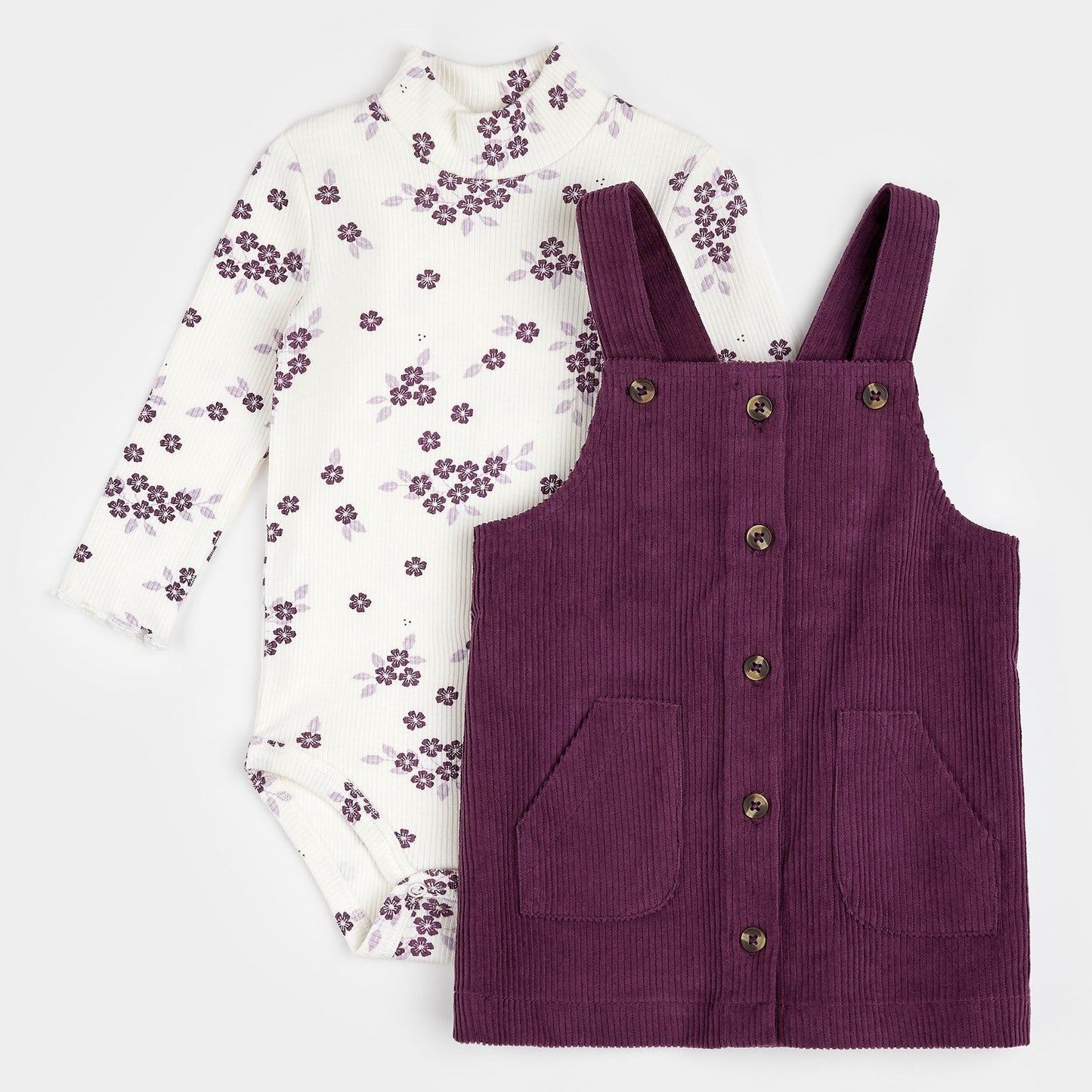 
                  
                    Plum Corduroy Overall Dress Set
                  
                