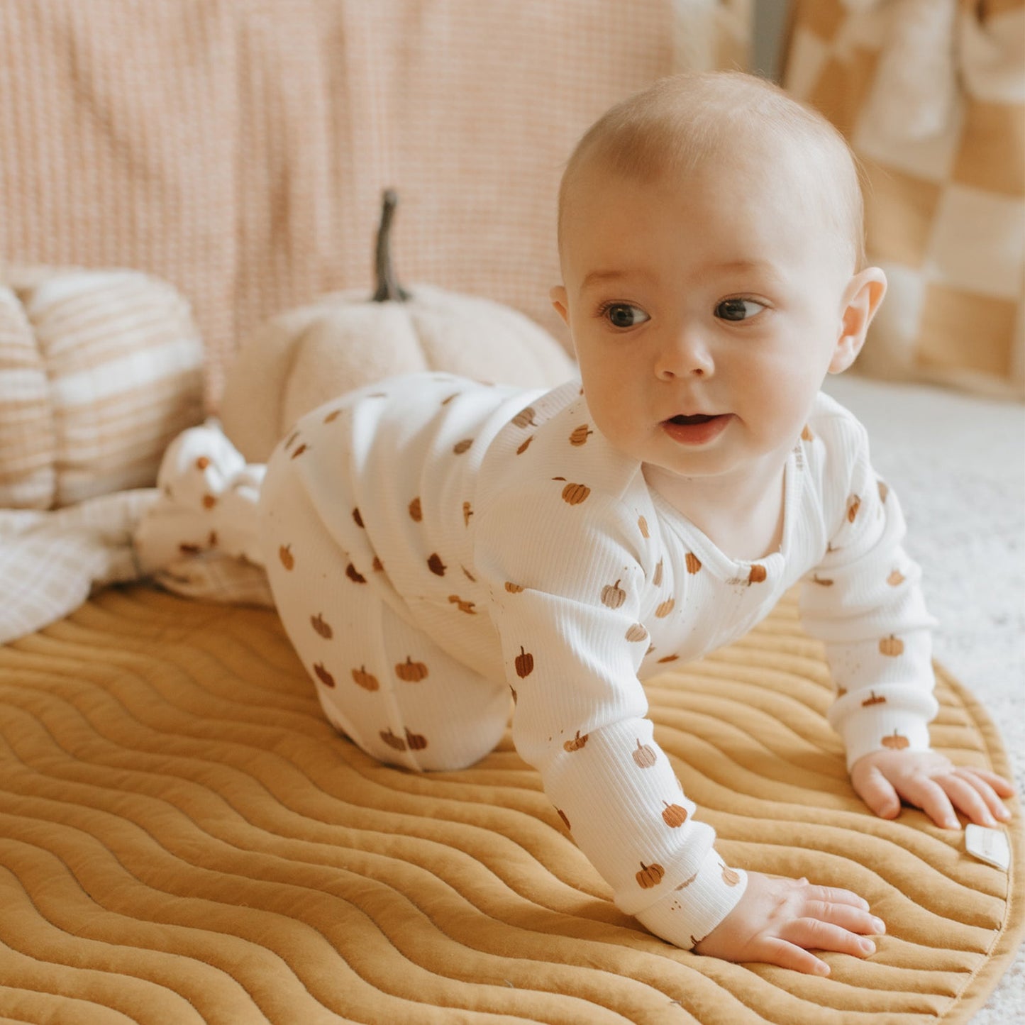 
                  
                    Pumpkin Print on Off-White Sleeper
                  
                