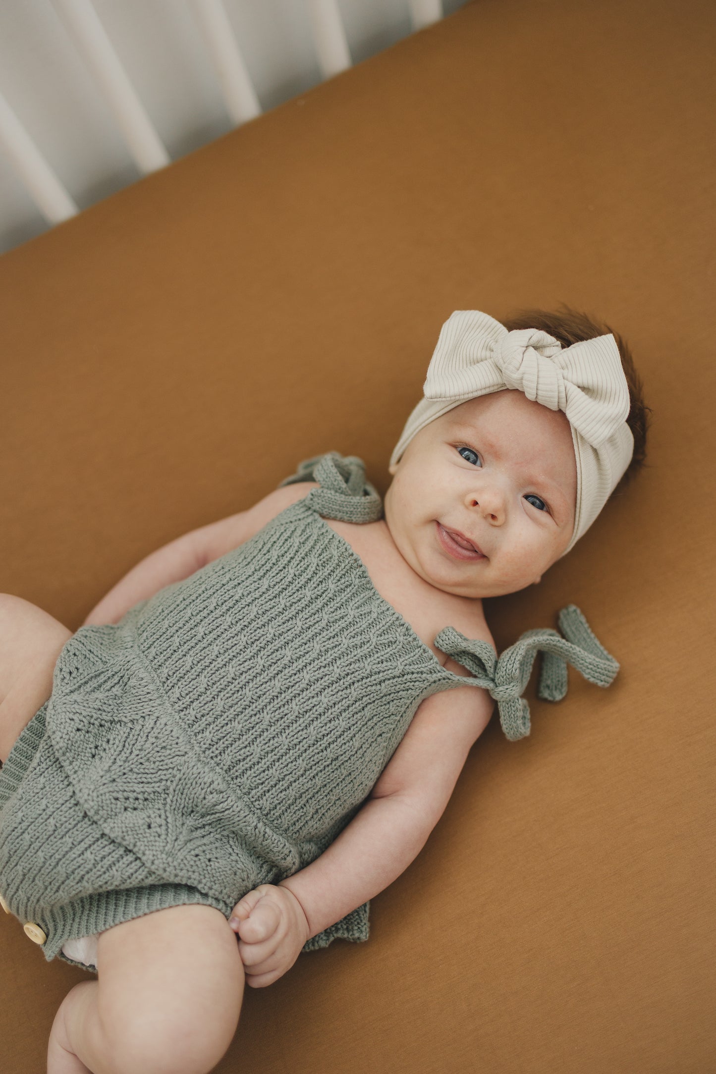 Knitted Baby Boy Sage Baby Romper Isla And Fraser Sage Green Baby