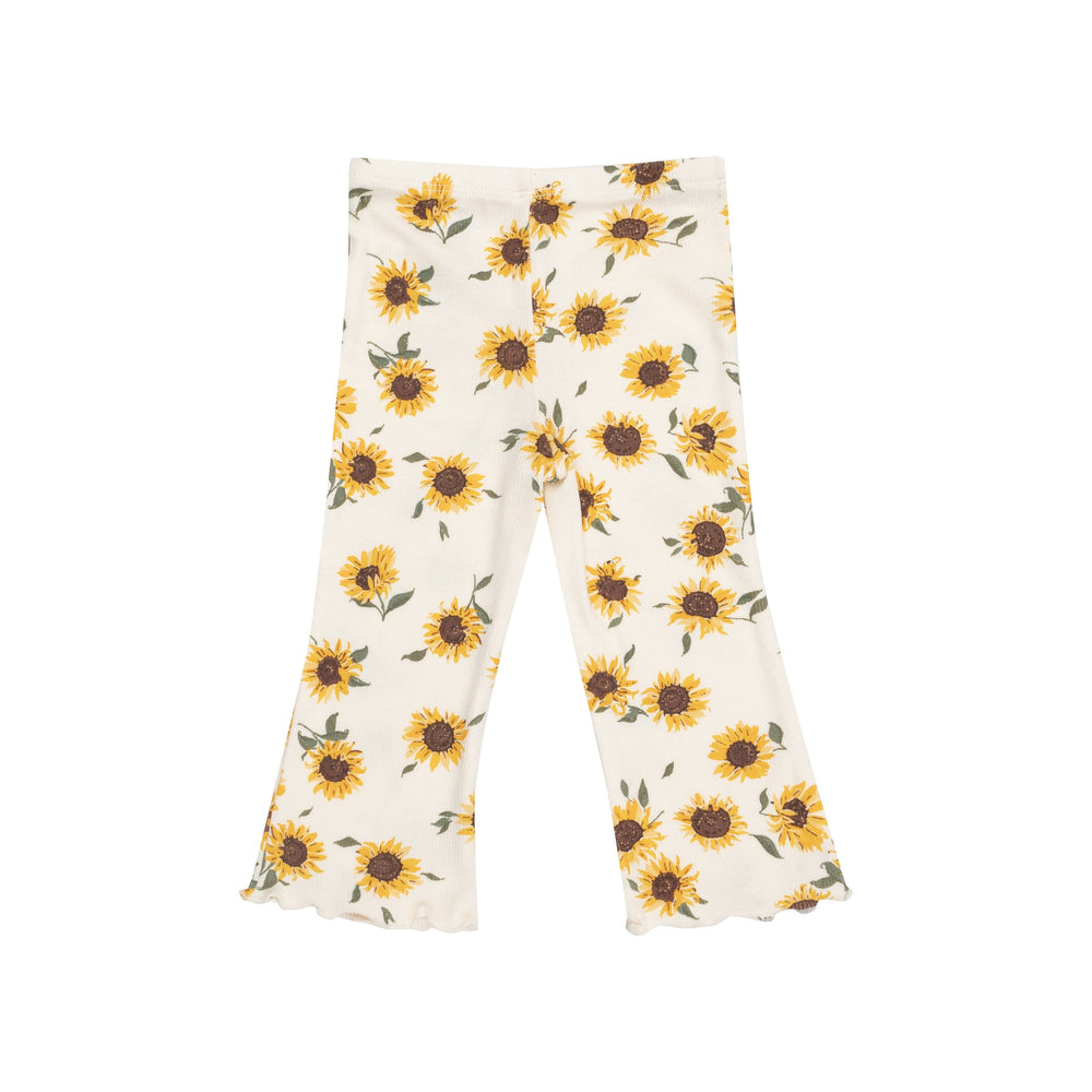 
                  
                    Baby Sunflowers Ruffle Shoulder Waffle Shirt with Flare Pant
                  
                