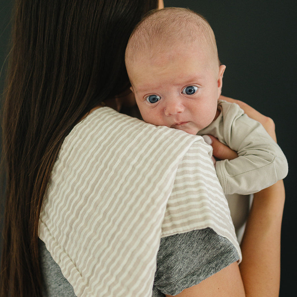 
                  
                    Taupe Stripe Muslin Burp Cloth
                  
                