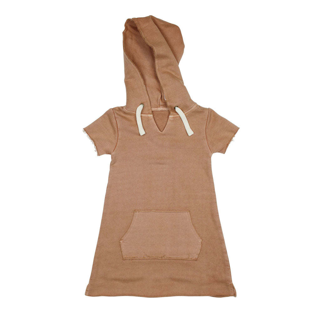 Kids' French Terry Hoodie Dress in Adobe