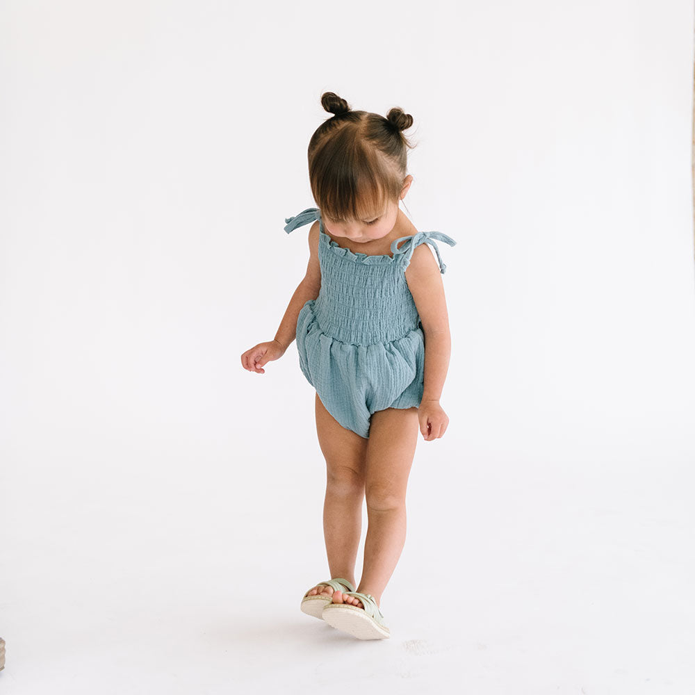
                  
                    The Smocked Onesie in Aegean Blue
                  
                