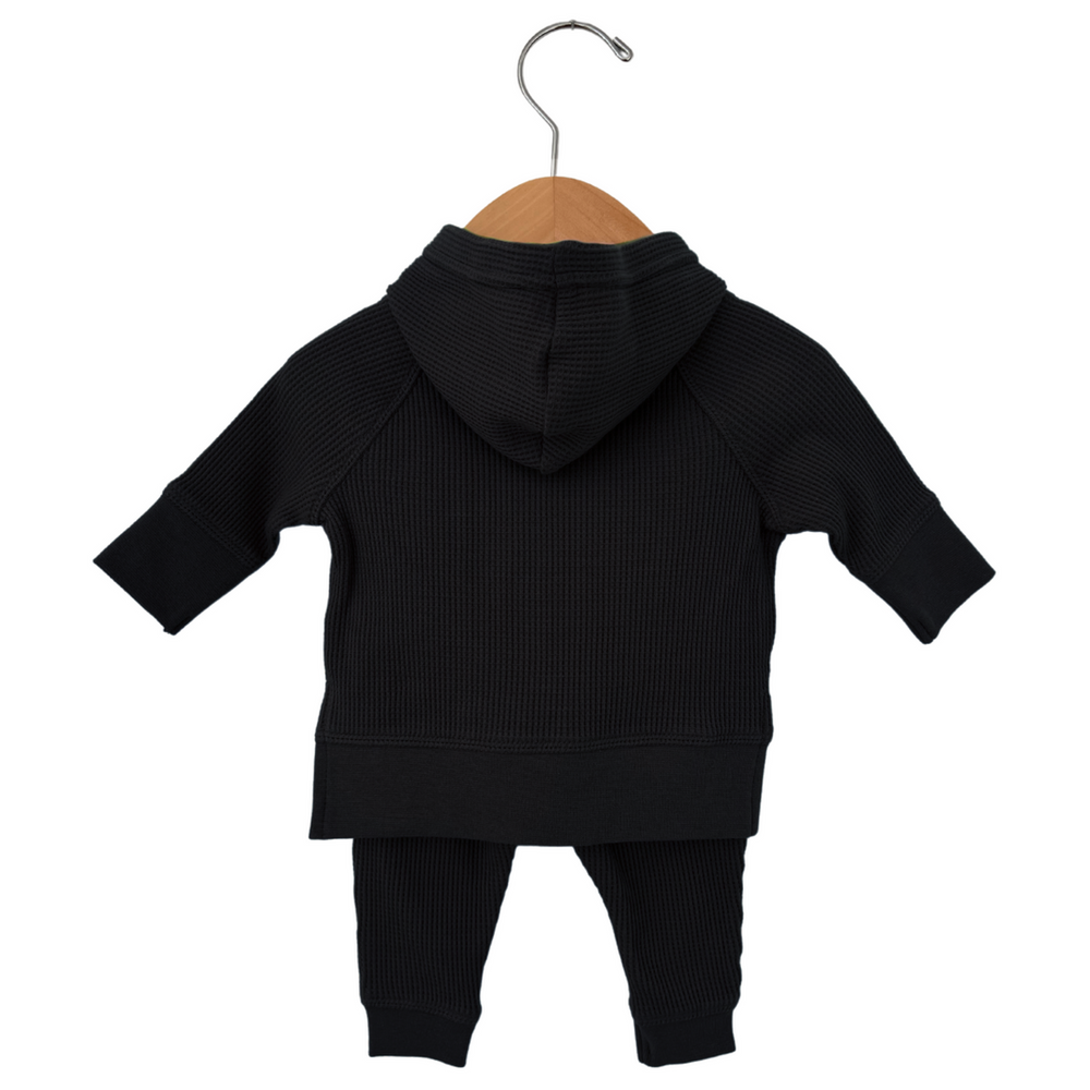 
                  
                    Black Organic Waffle Hoodie Set
                  
                
