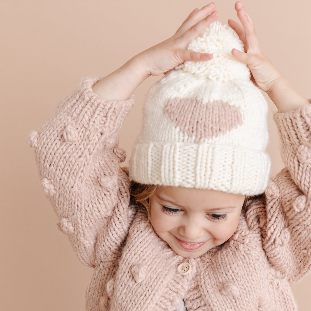 
                  
                    Blush Pink Hand-knit Heart Beanie
                  
                