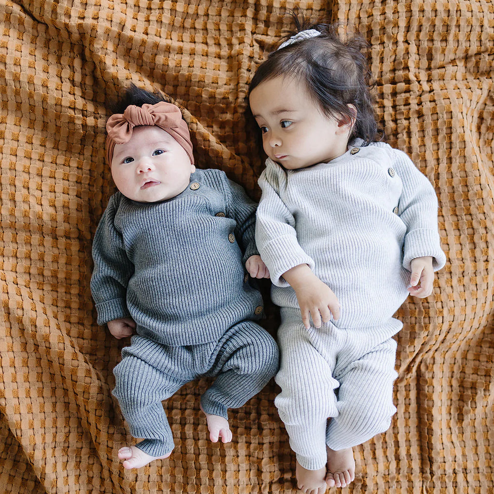
                  
                    Charcoal Ribbed Knit Layette Set
                  
                