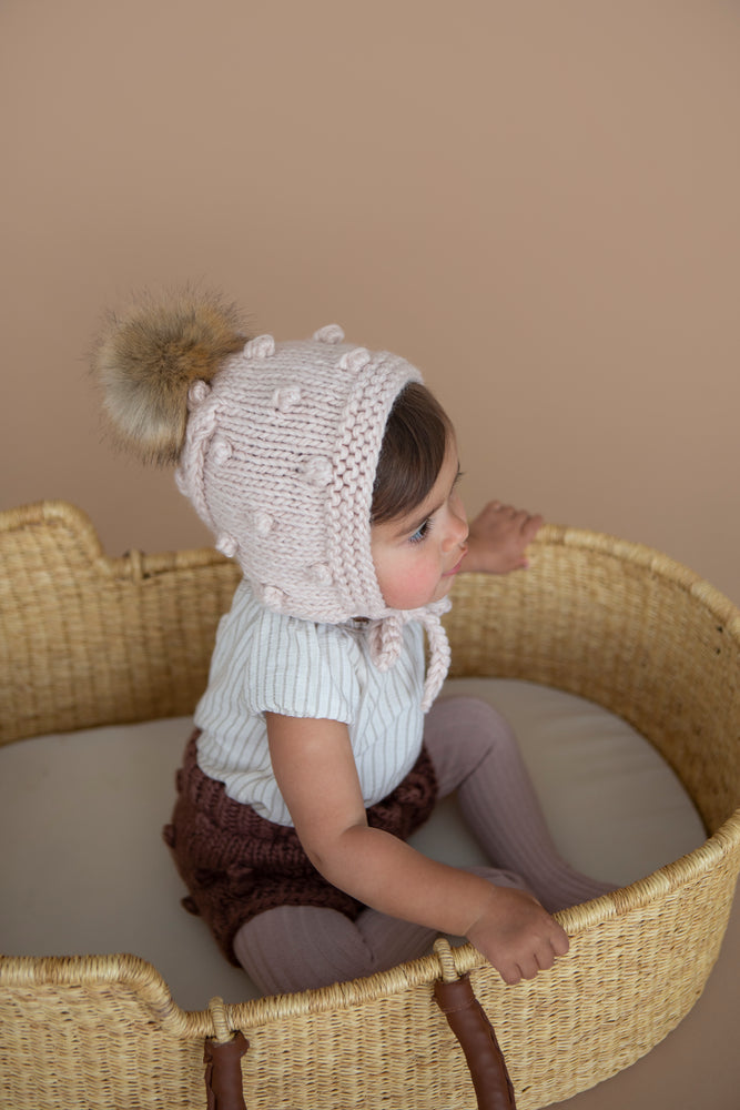 
                  
                    Dusty Rose Coco Bonnet with Pom
                  
                