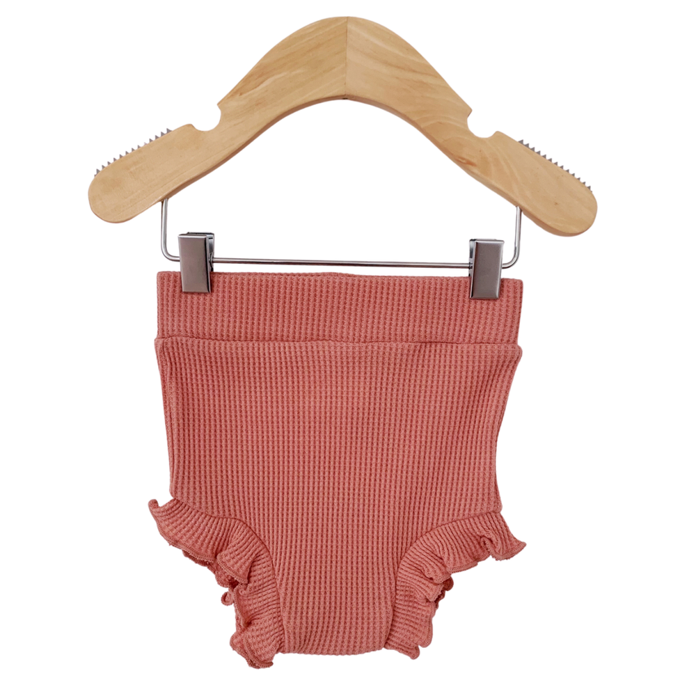 Dusty Rose Organic Waffle Ruffle Bloomer