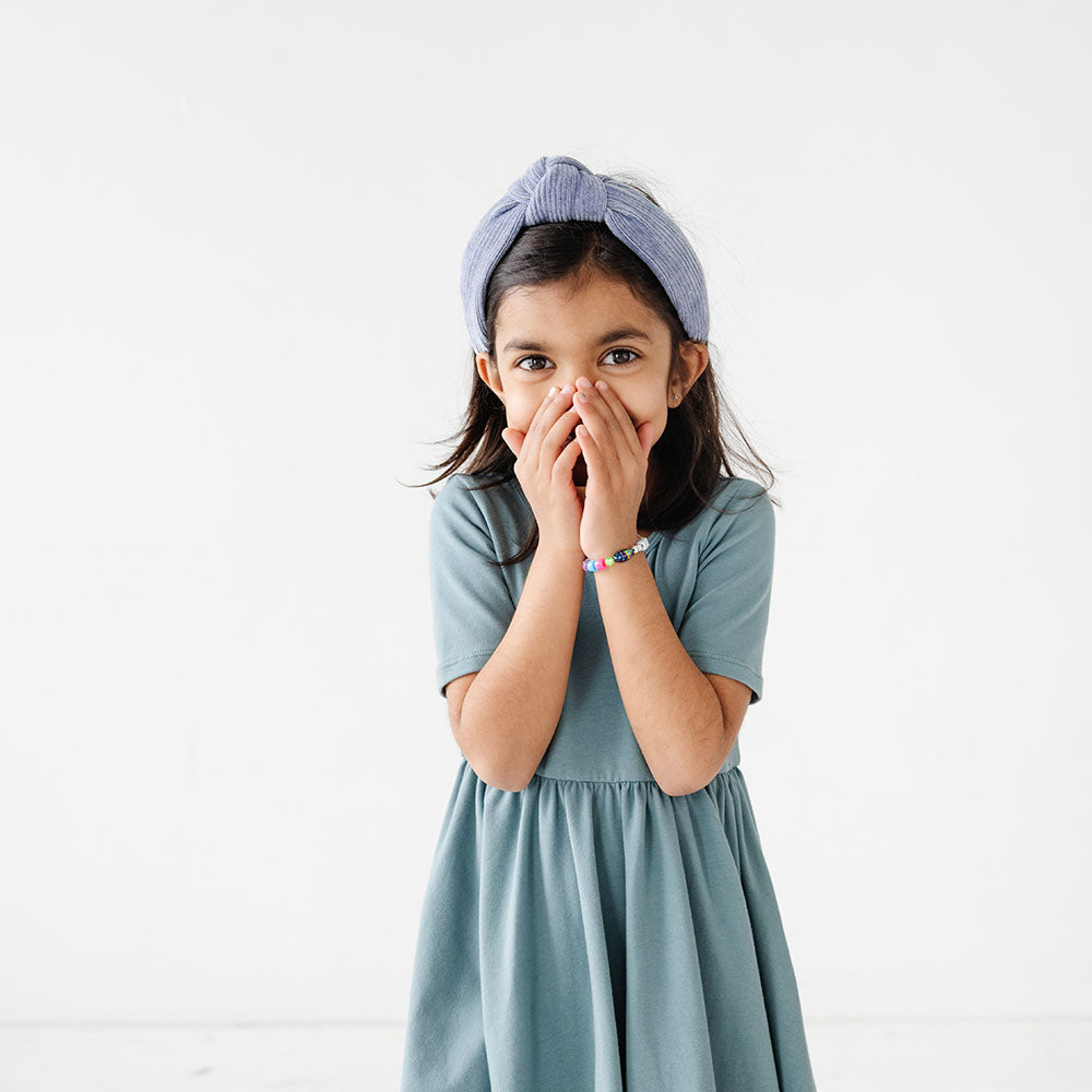 
                  
                    The Short Sleeve Ballet Dress in Eggshell Blue
                  
                