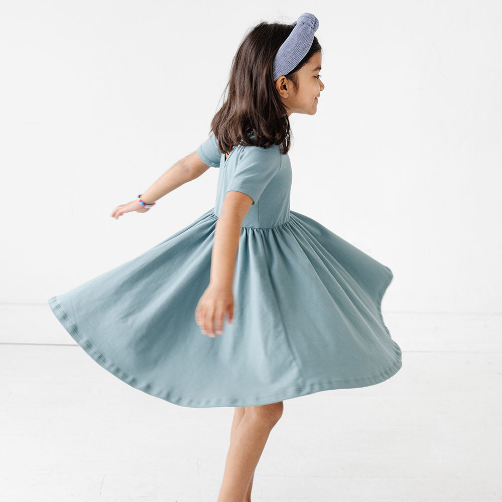 
                  
                    The Short Sleeve Ballet Dress in Eggshell Blue
                  
                