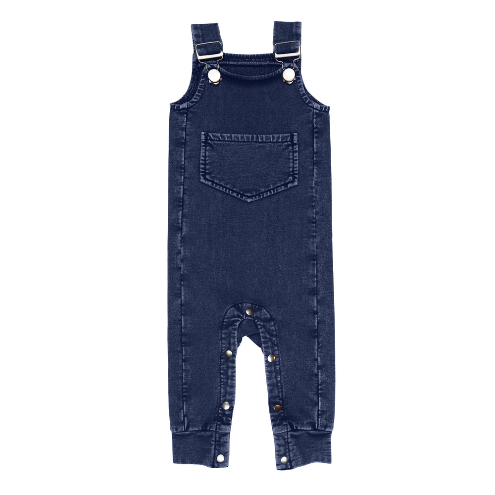 Faux Denim Overall in Navy