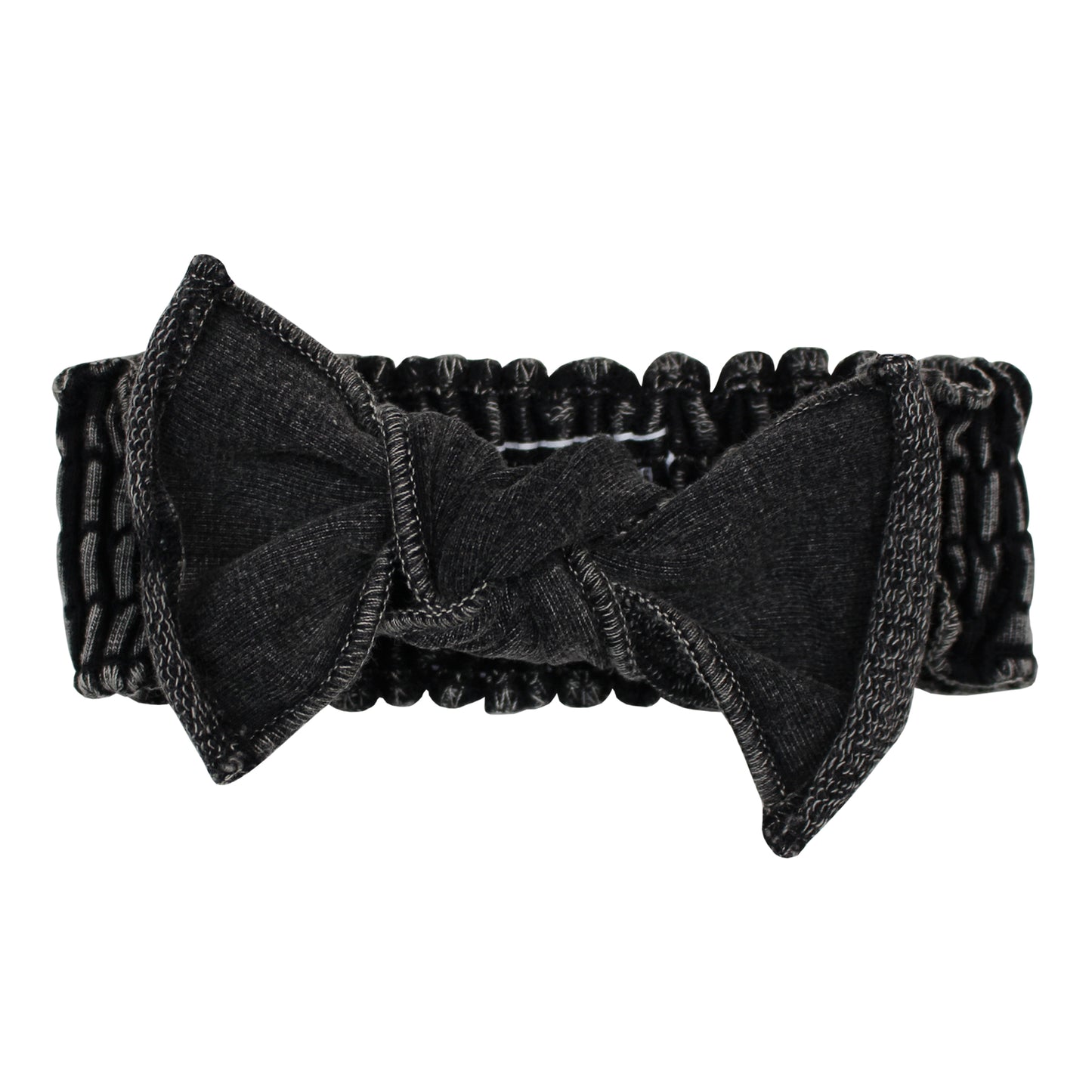 
                  
                    Faux Denim Smocked Headband in Black
                  
                