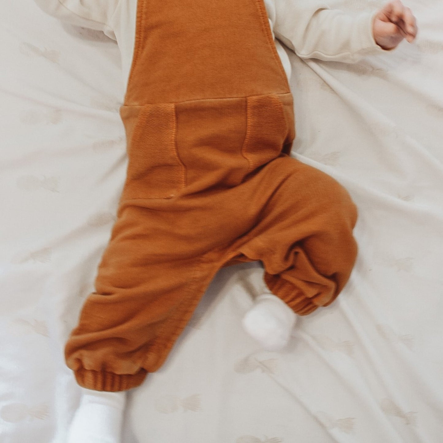 
                  
                    French Terry Overall Romper in Butterscotch
                  
                