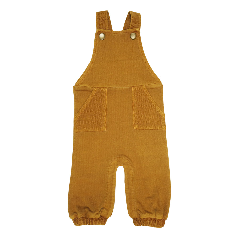 French Terry Overall Romper in Butterscotch