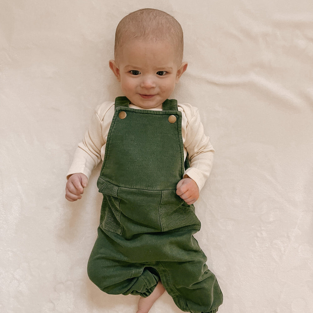 
                  
                    French Terry Overall Romper in Forest
                  
                