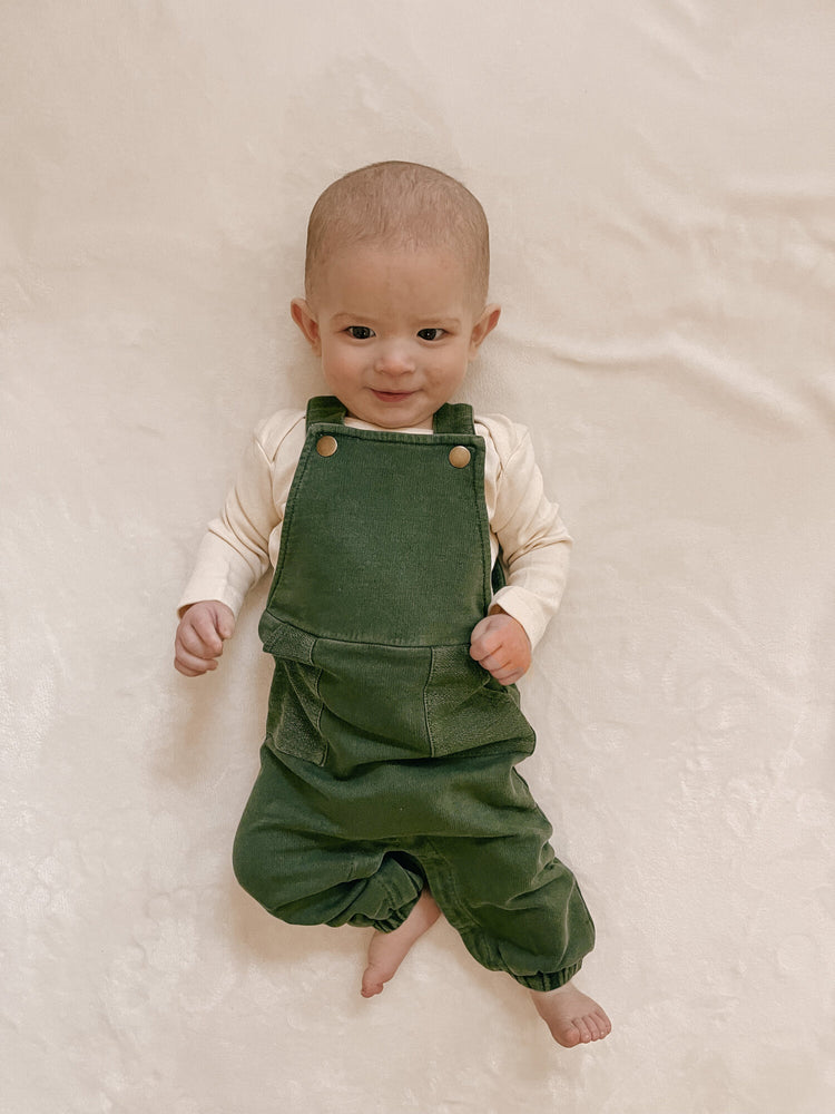 
                  
                    French Terry Overall Romper in Forest
                  
                