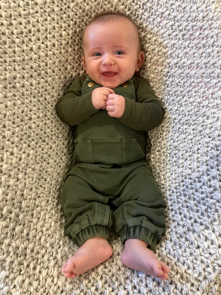 
                  
                    French Terry Overall Romper in Forest
                  
                